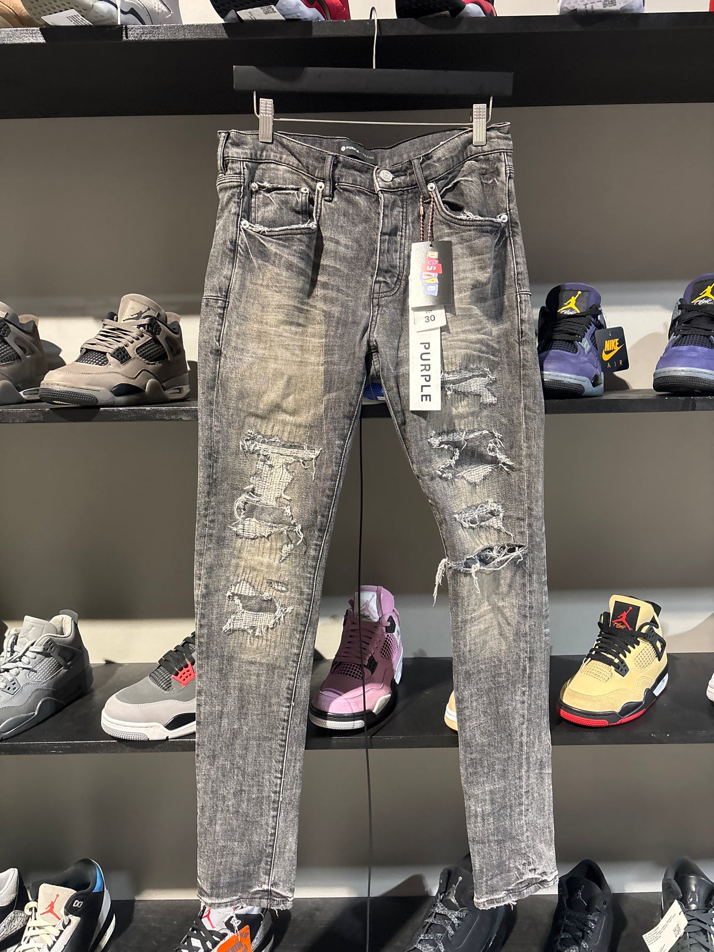 Purple Brand Ash Black Repaired Jeans