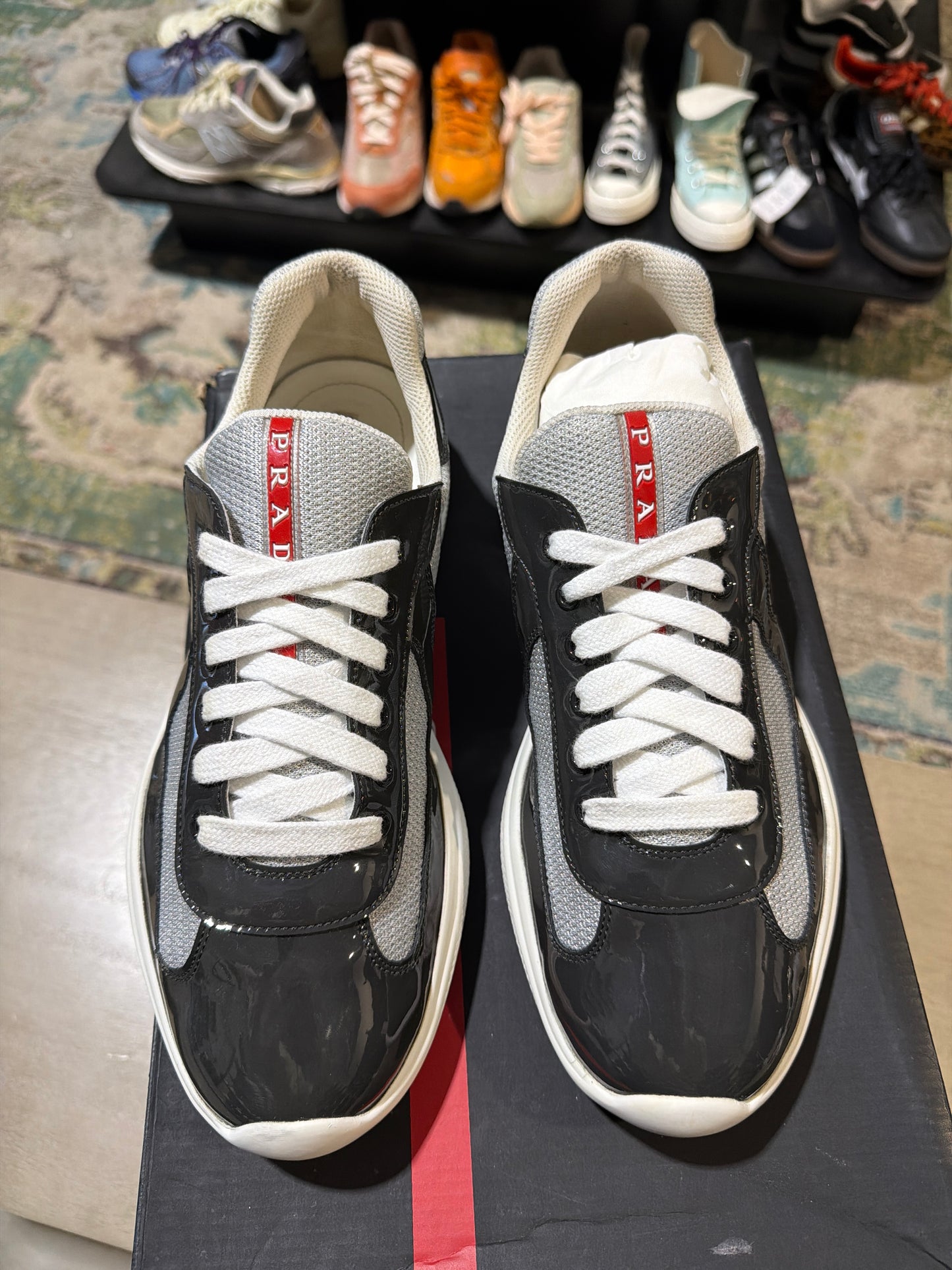 Prada Cup Patent Dark Grey Used Sz 8