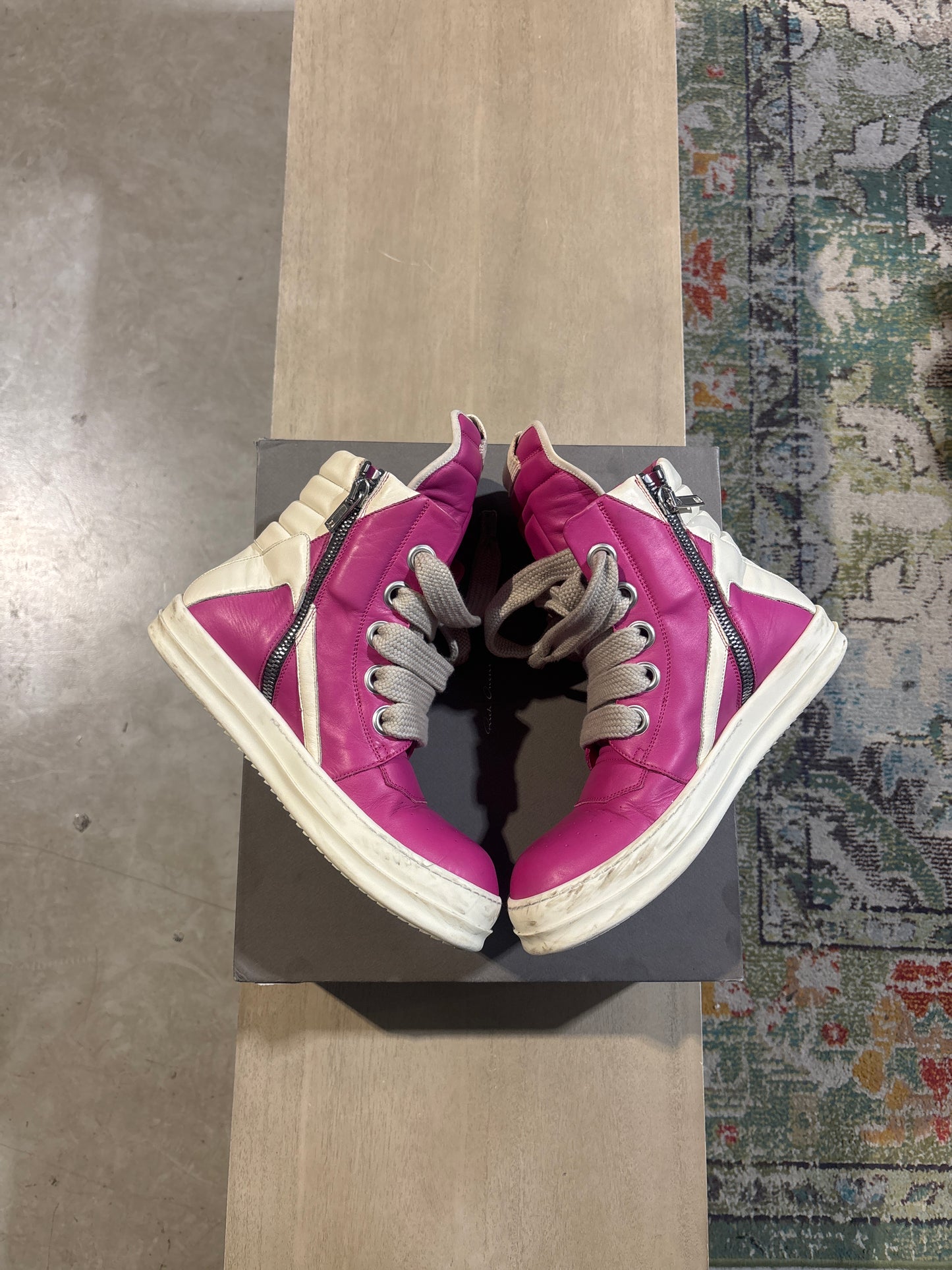 Rick Owens Geobasket Pink Jumbo Lace Used Sz 10