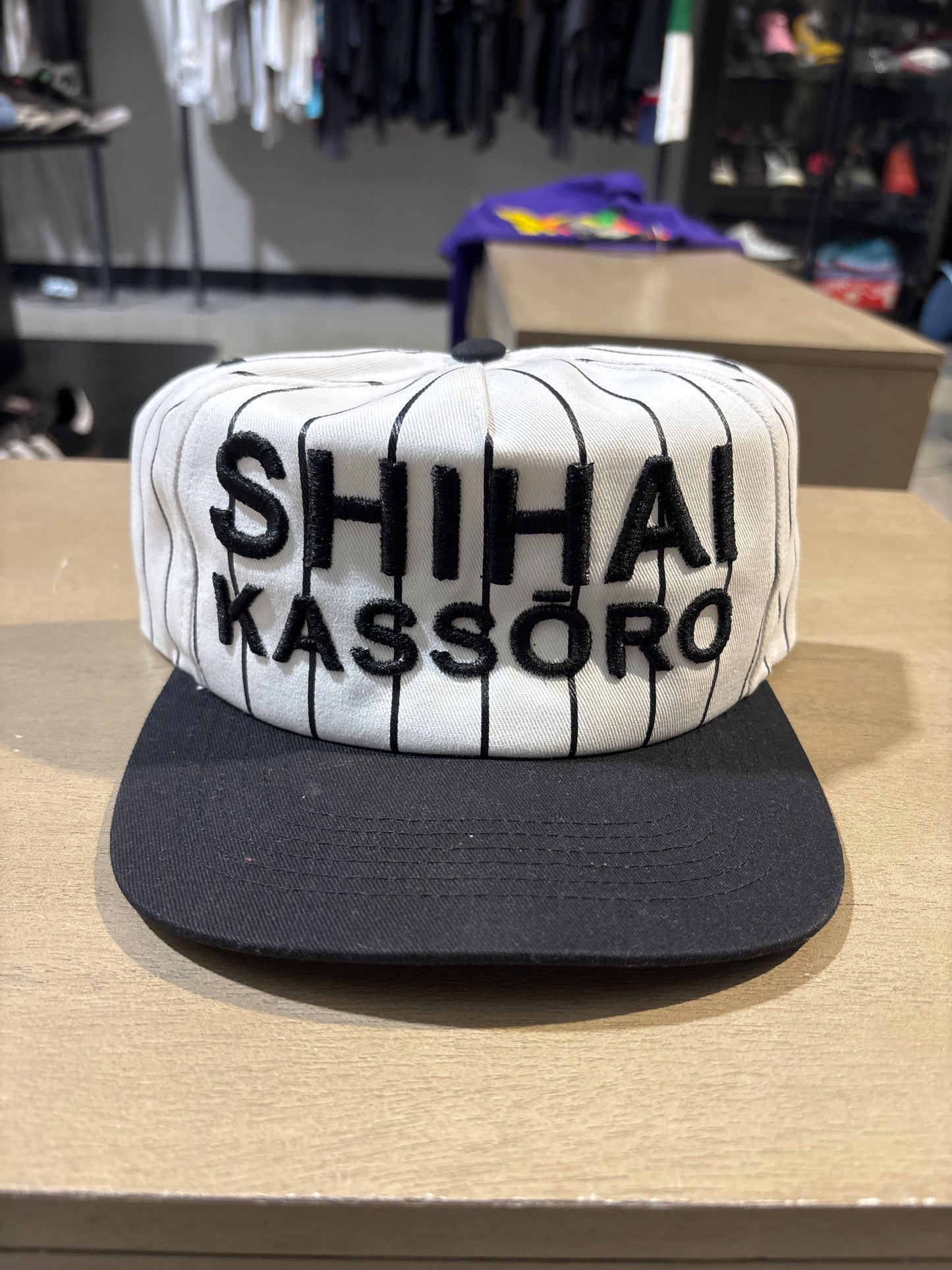 Shihai Kassoro Black Letter Pinstripe Hat