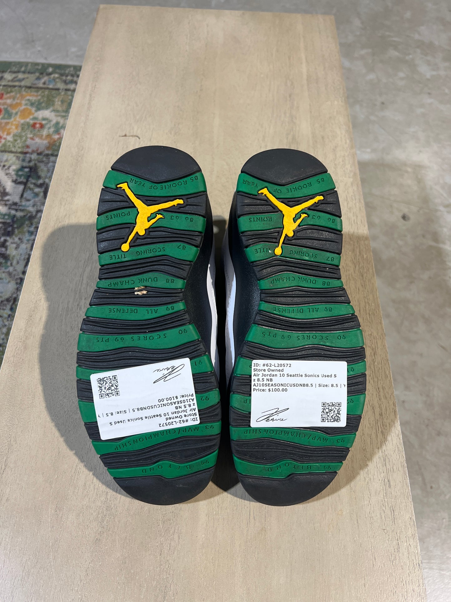 Air Jordan 10 Seattle Sonics Used Sz 8.5 NB