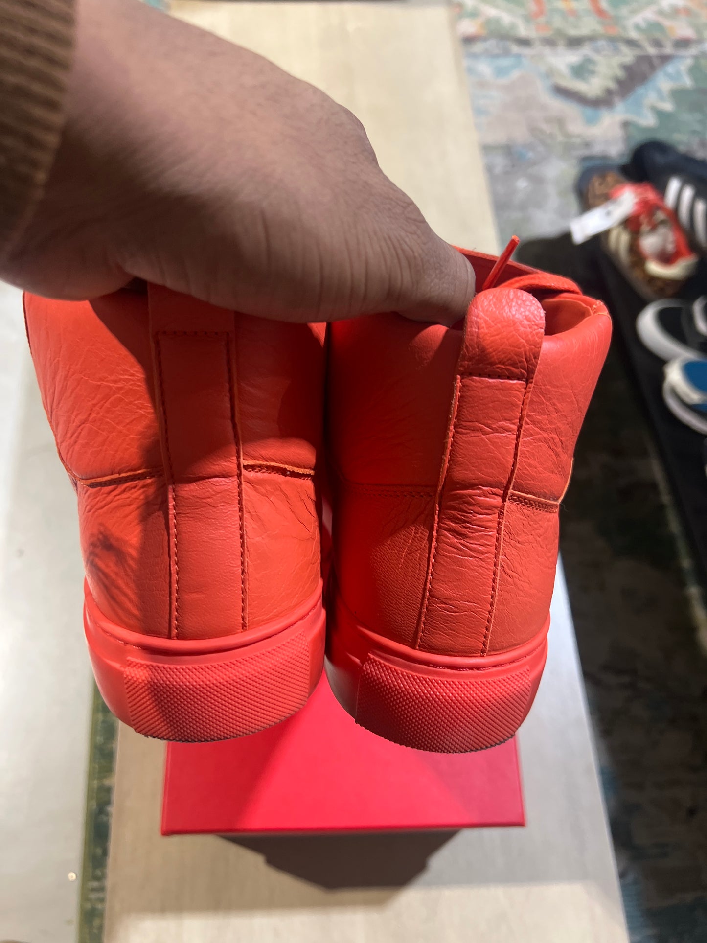 BALENCIAGA ARENAS SOFT RED ON RED LEATHER