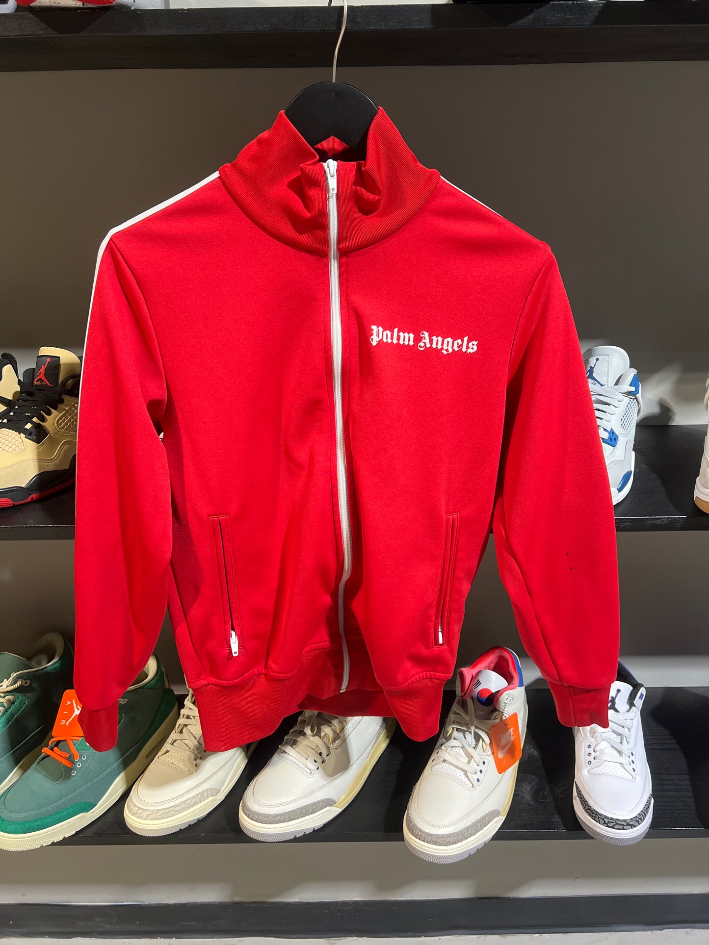 palm angels track jacket red white
