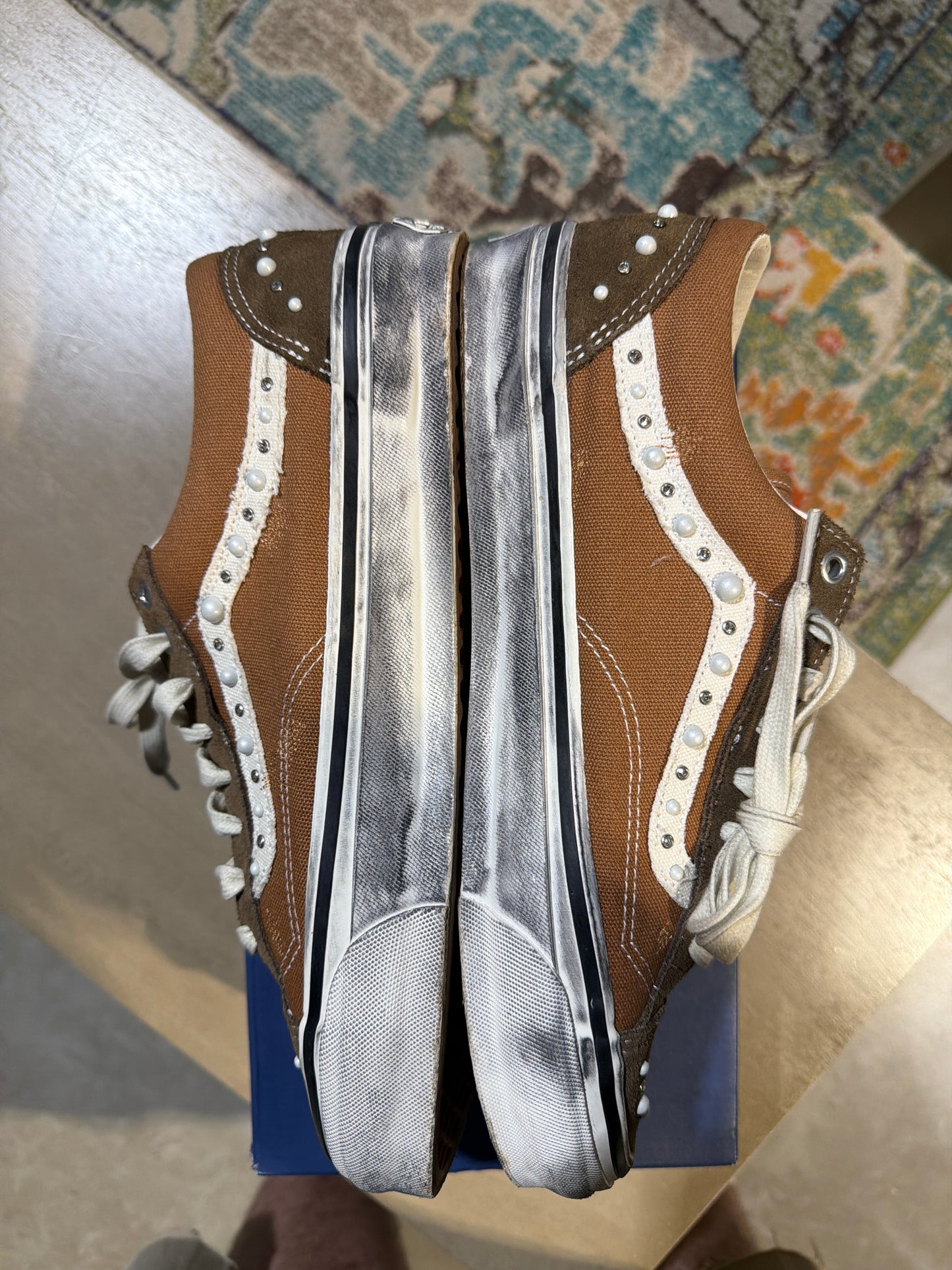 VANS OLD SKOOL PEARLIZED COCOA BROWN USED SZ 10.5