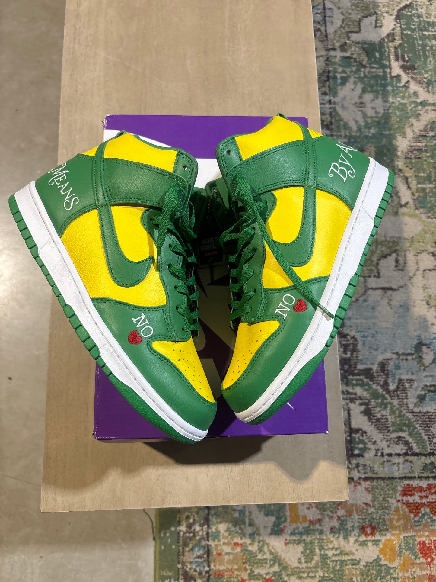 Nike x Supreme High Green/Yellow Used Sz 10