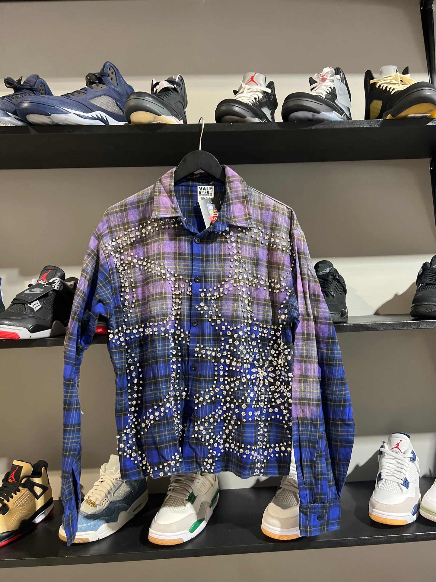 Vale blue inferno rhinestone flannel