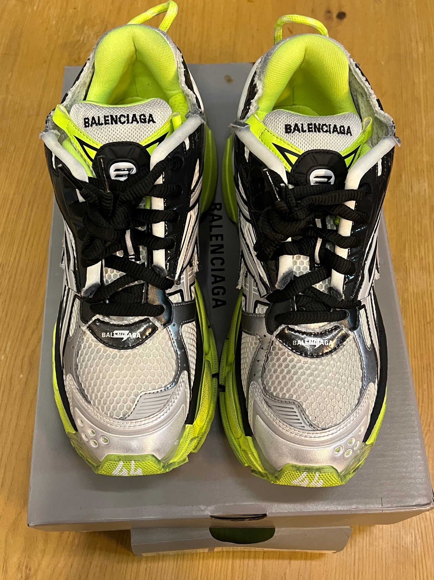 Balenciaga Runner White Neon Yellow Used Sz 11