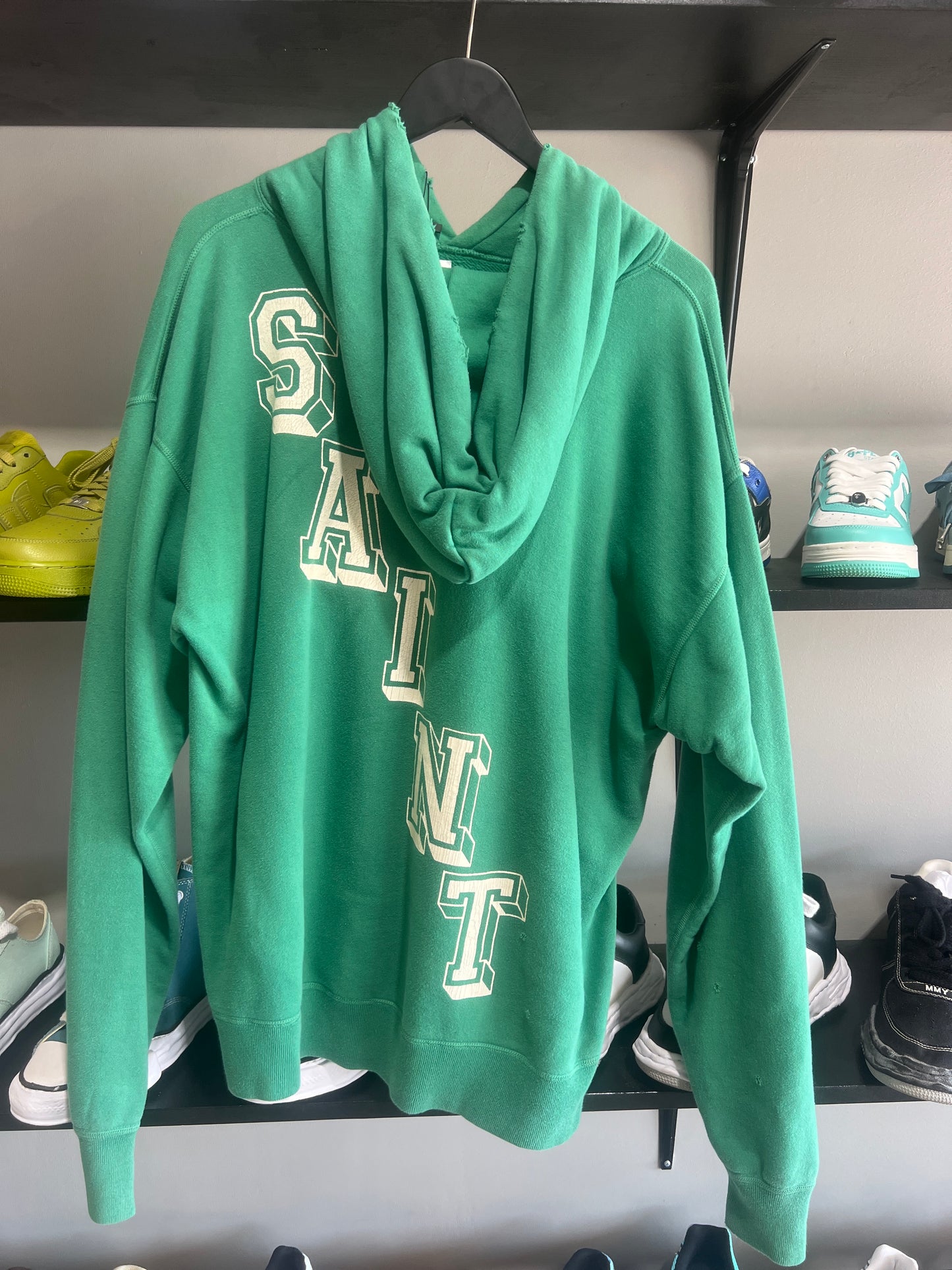 saint Micheal green angel hoodie