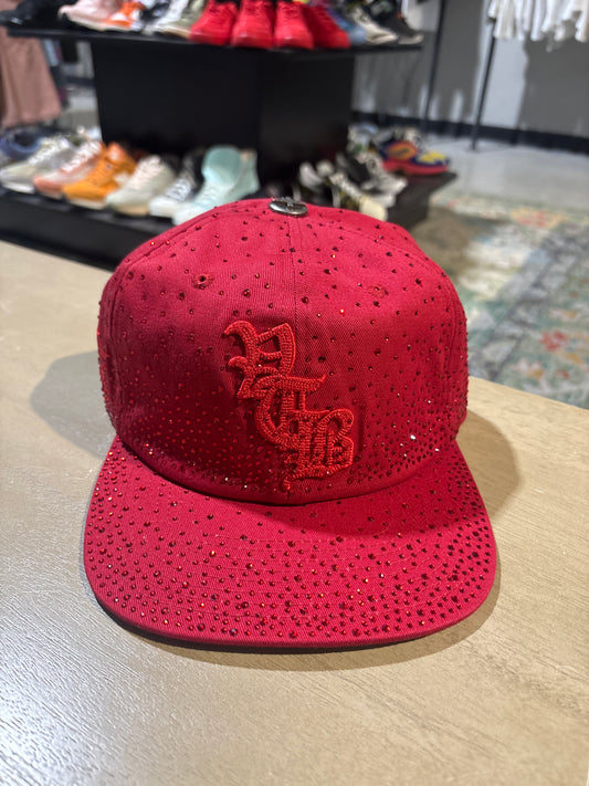 Vertabrae Red Rhinestone Snapback