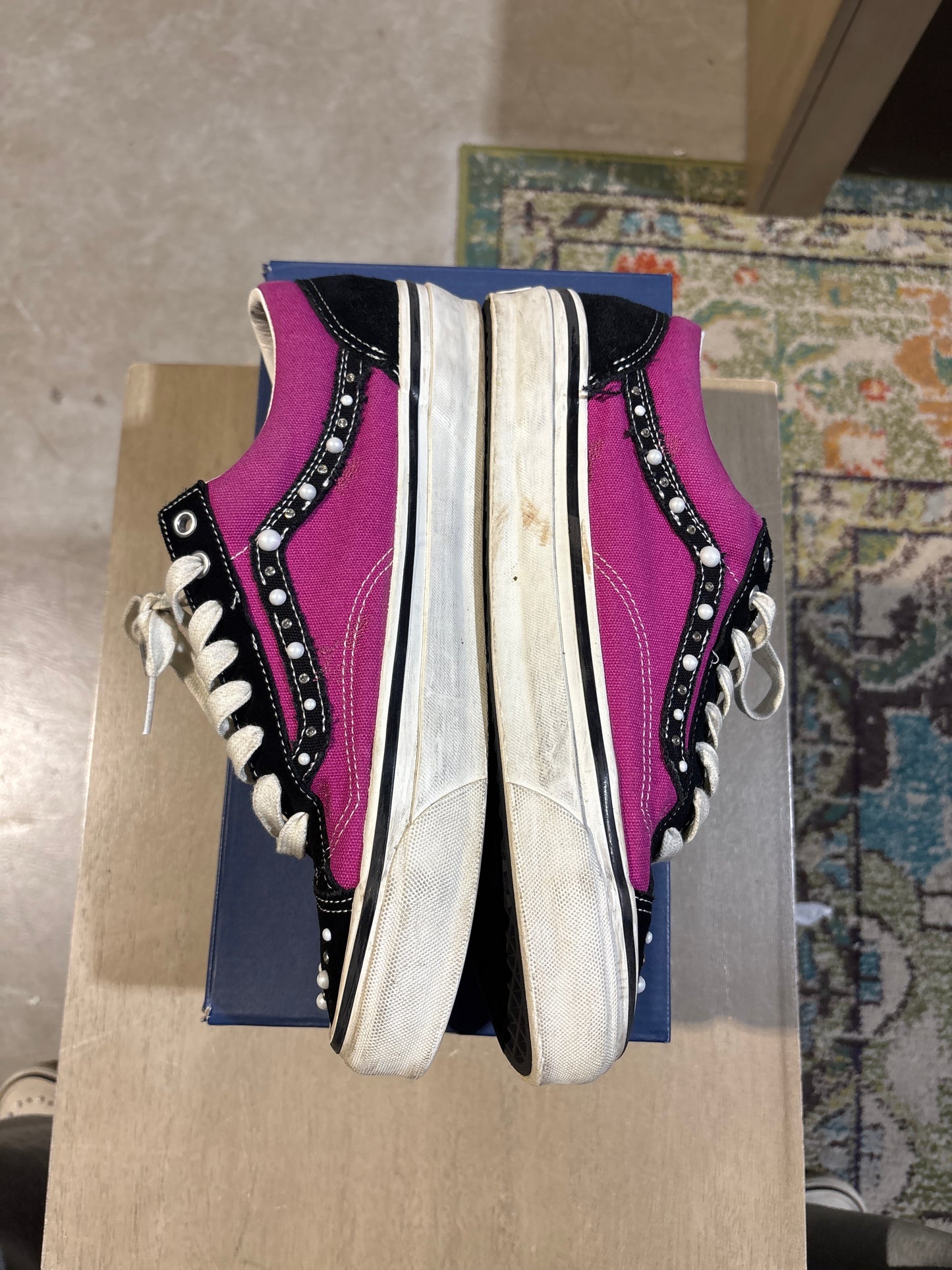 Pink/Black Pearlized Vans Used Sz 10.5