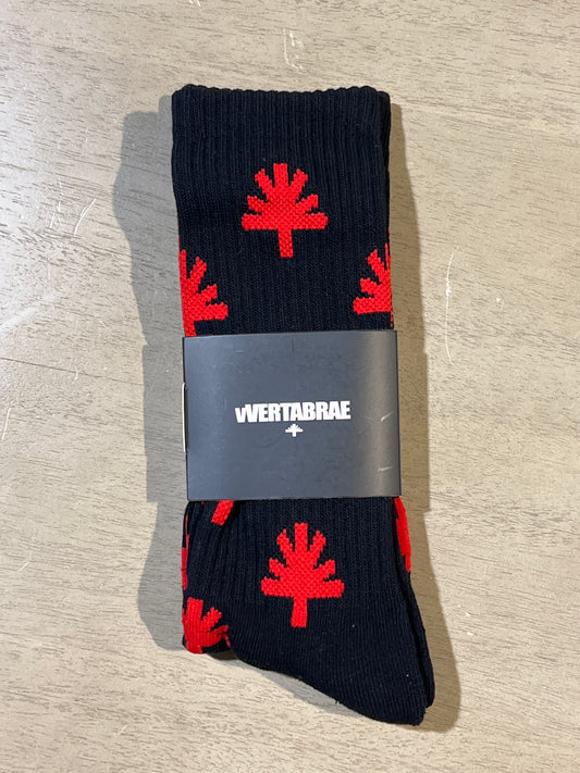 Vertabrae red and black all over print socks
