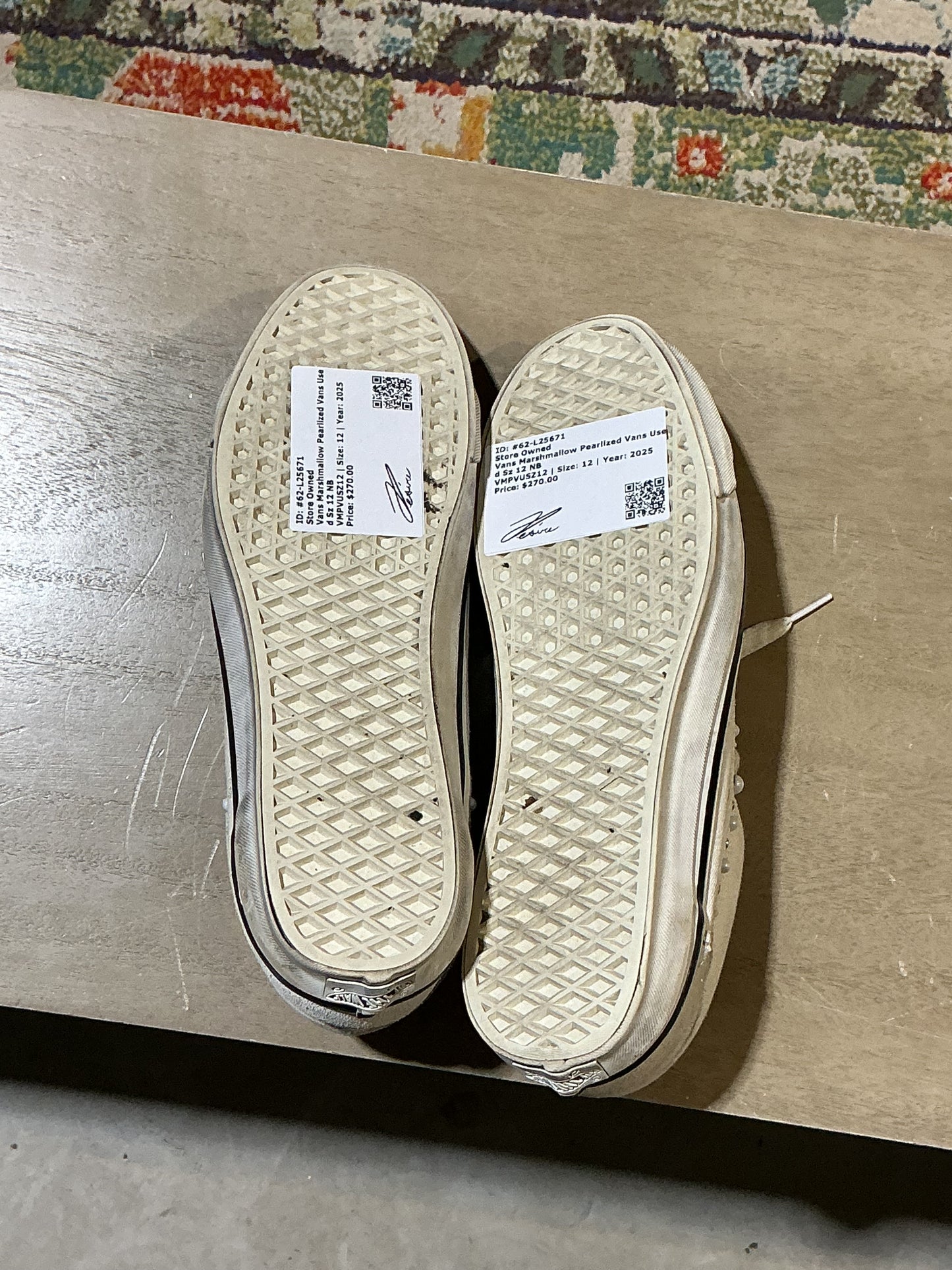 Vans Marshmallow Pearlized Vans Used Sz 12 NB
