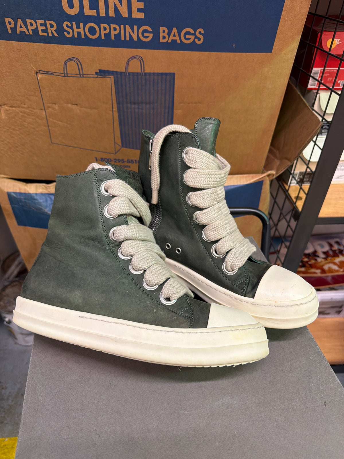Rick Owen’s Green Jumbo Lace High Used Sz 9