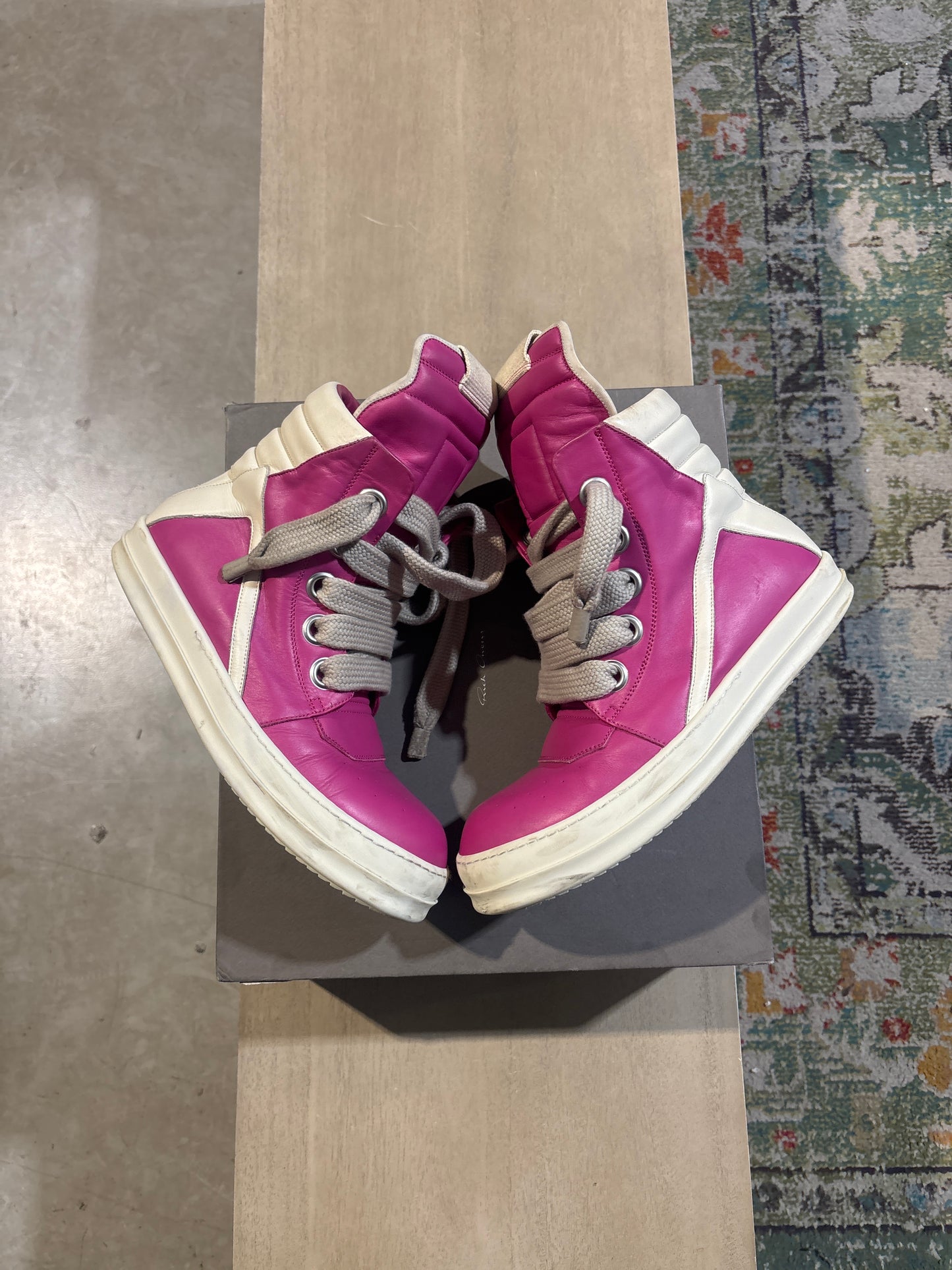 Rick Owens Geobasket Pink Jumbo Lace Used Sz 10