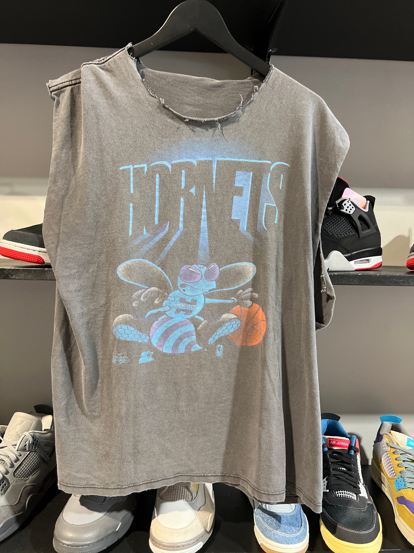 Vintage charlotte hornets cutoff tee