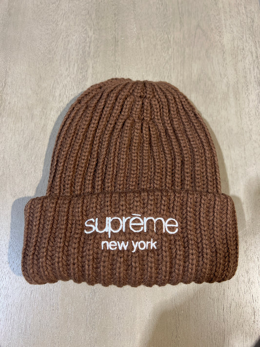 supreme chunky rib beanie brown