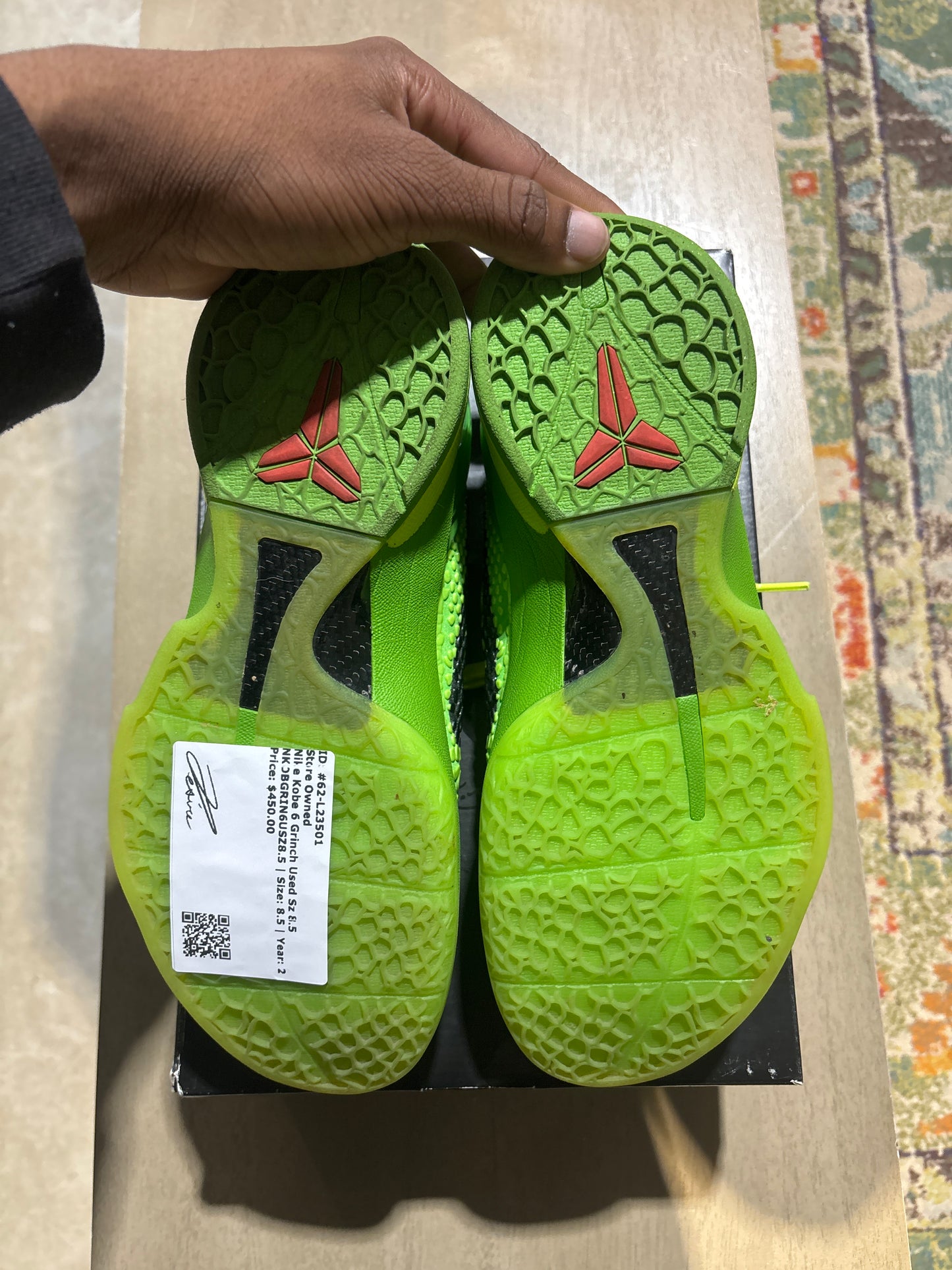 Nike Kobe 6 Grinch Used Sz 8.5
