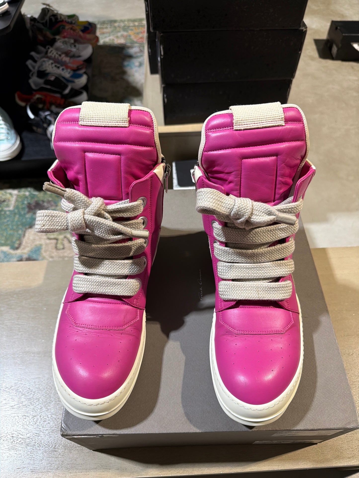 Rick Owens Pink Jumbo Lace Geobasket Sz 10 Used