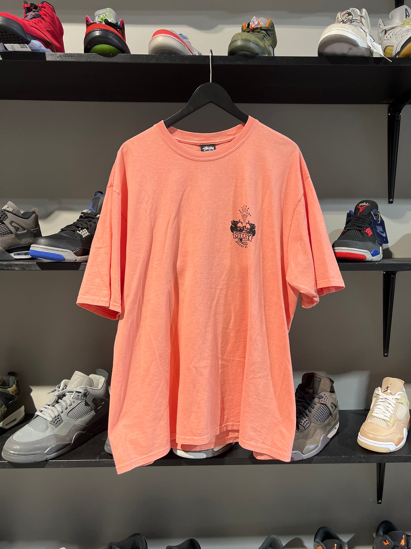Stussy built to last peach tee