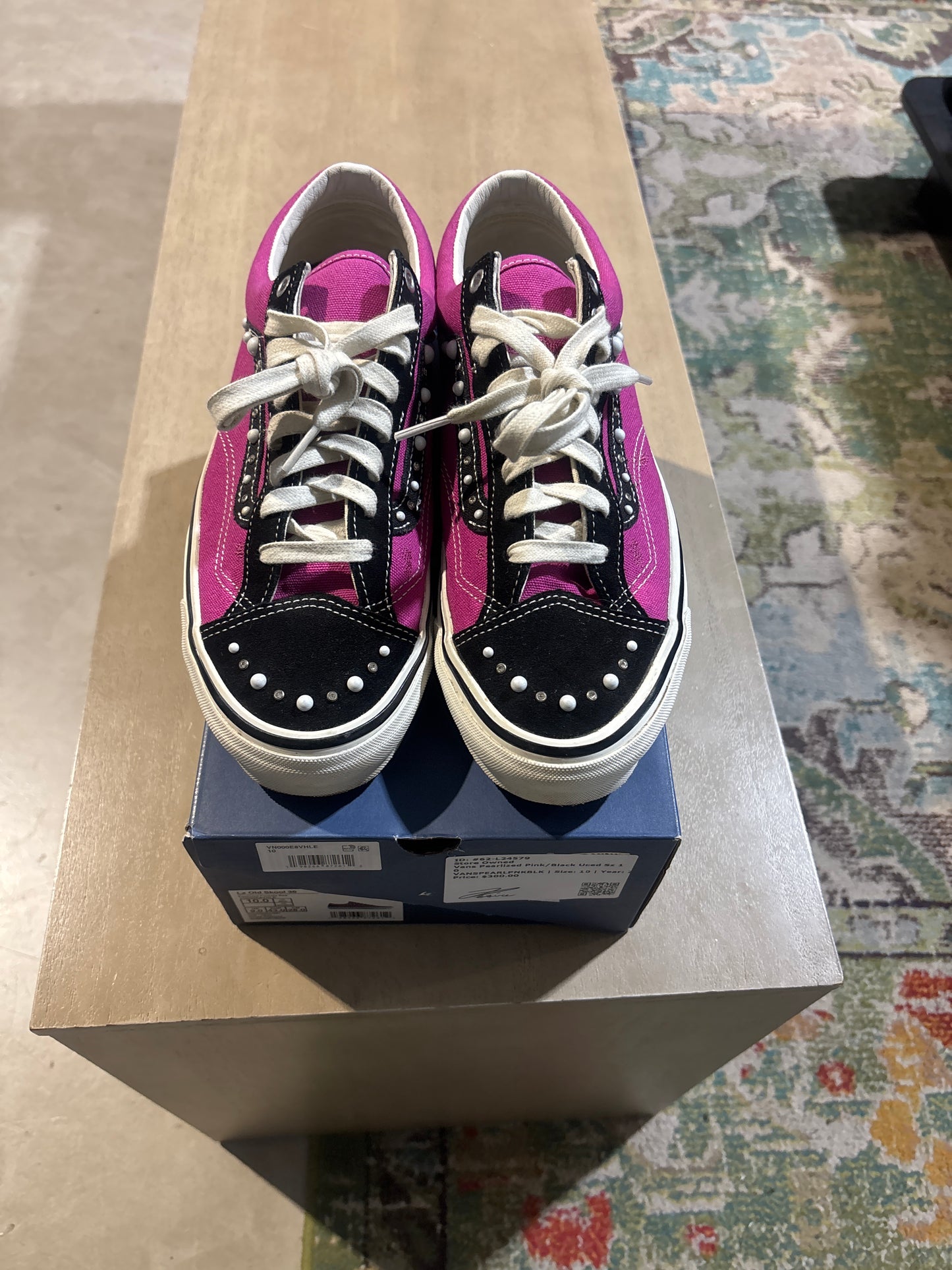 Vans Pearlized Pink/Black Used Sz 10