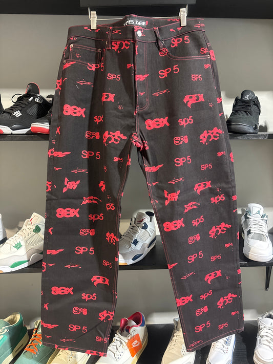 Sp5der 5ex AOP Black/Red Jeans