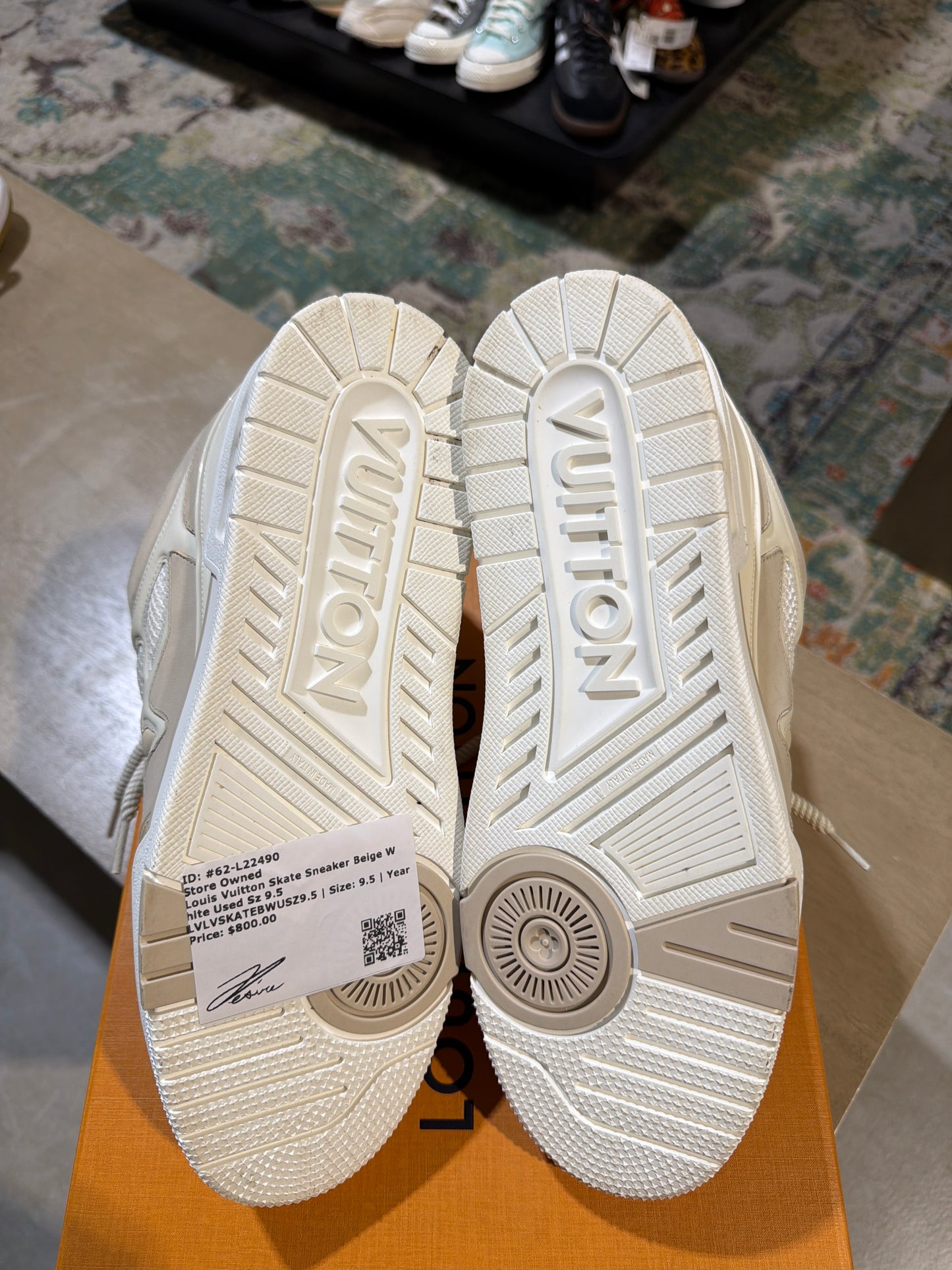 Louis Vuitton Skate Sneaker Beige White Used Sz 9.5
