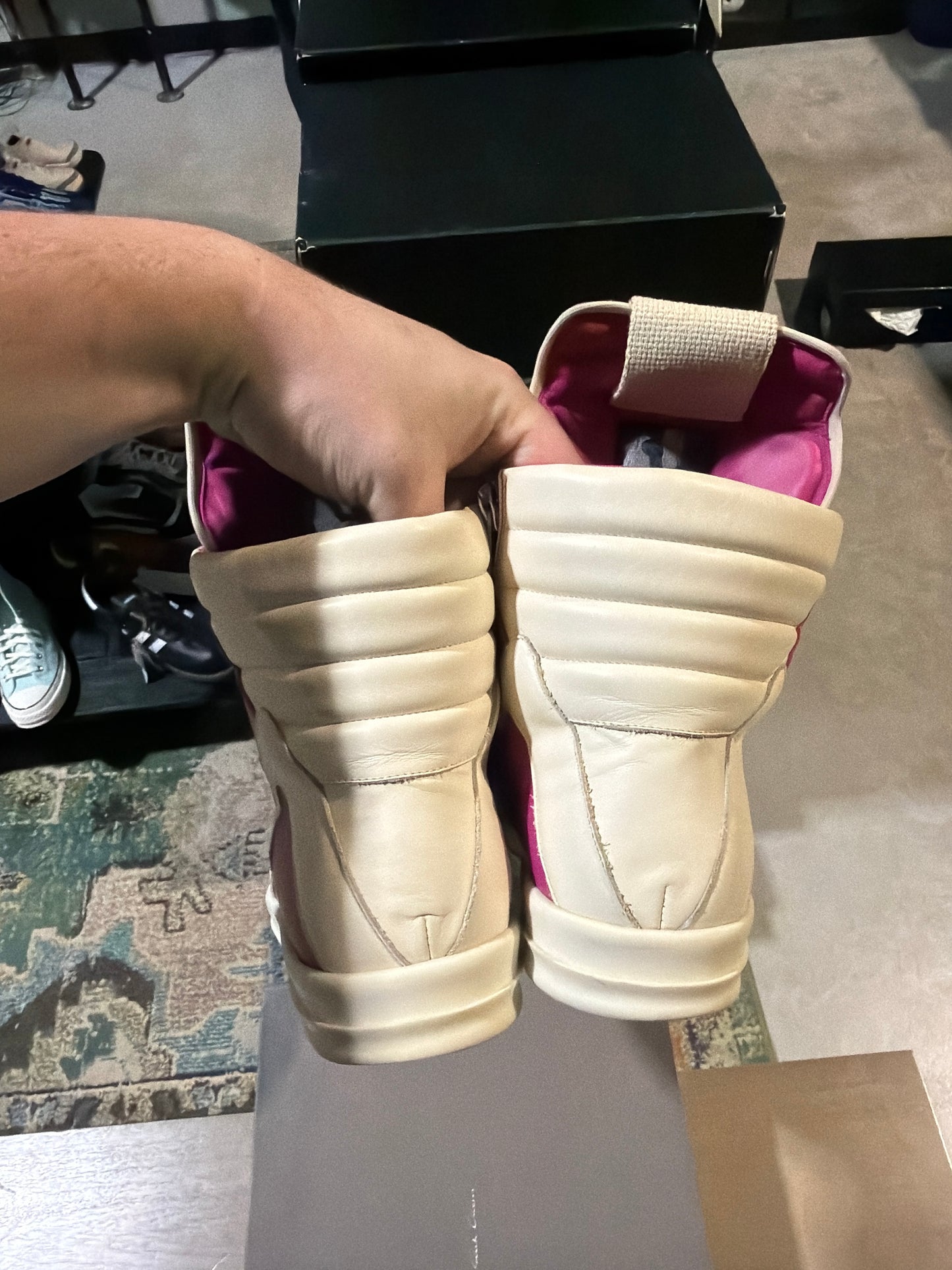 Rick Owens Pink Jumbo Lace Geobasket Sz 10 Used