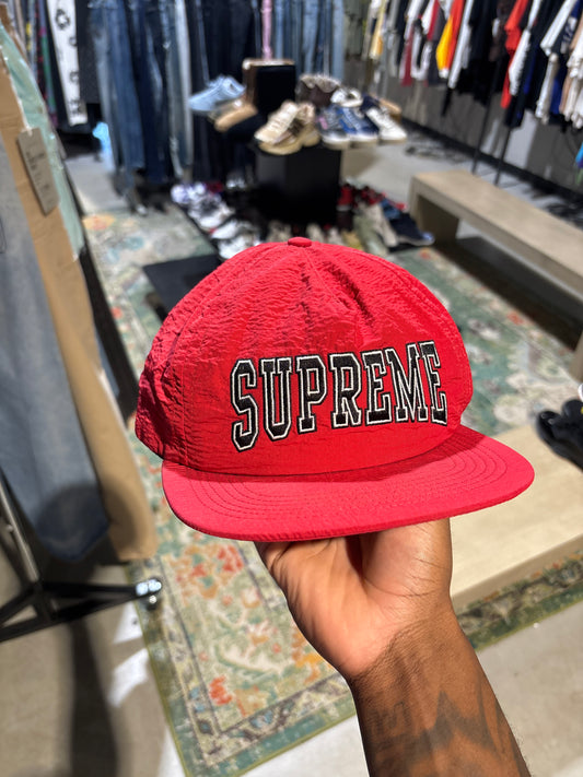 Supreme Black/Red Spellout Nylon Hat