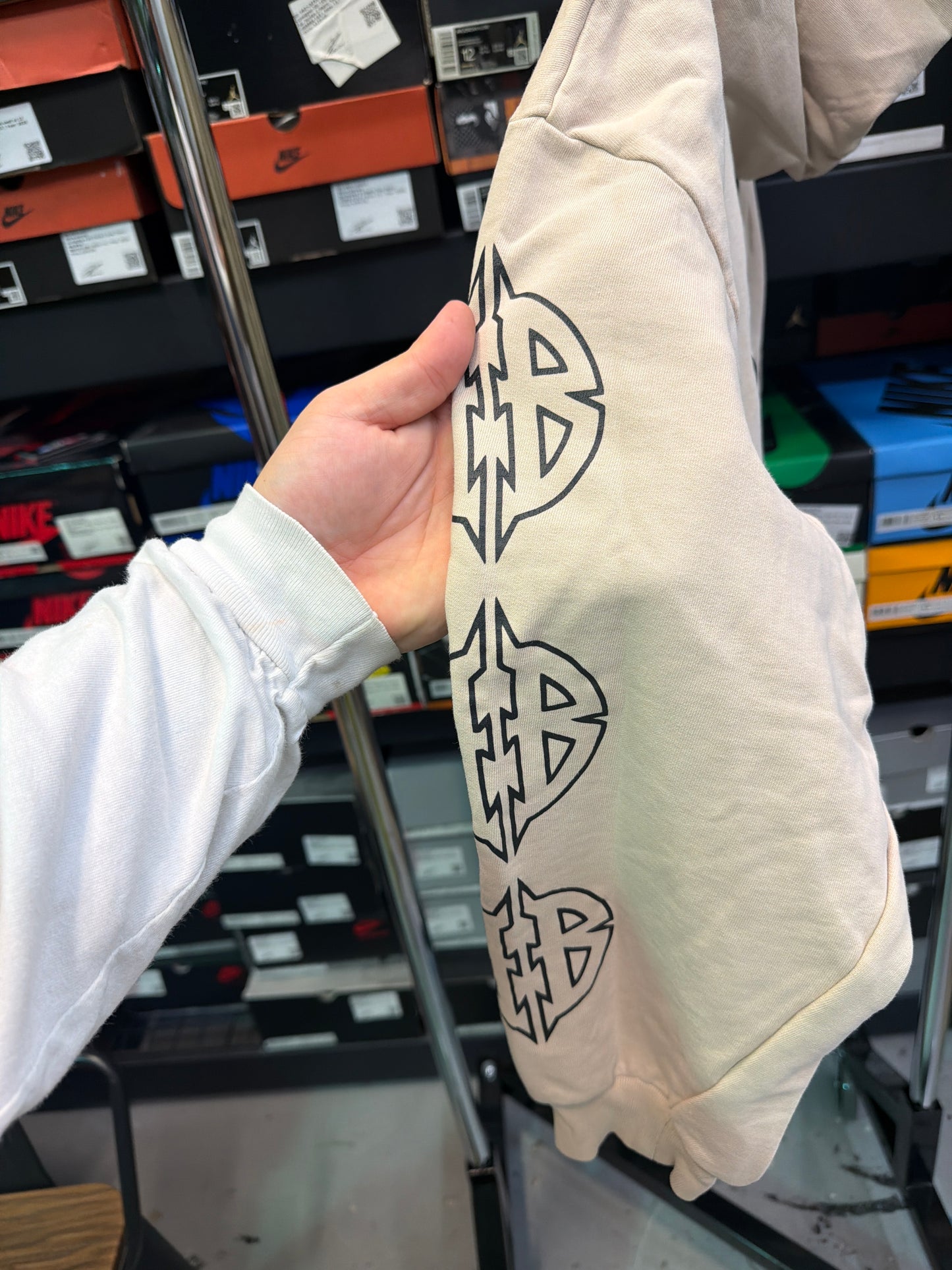 Balenciaga Metal BB Stencil Zip Beige