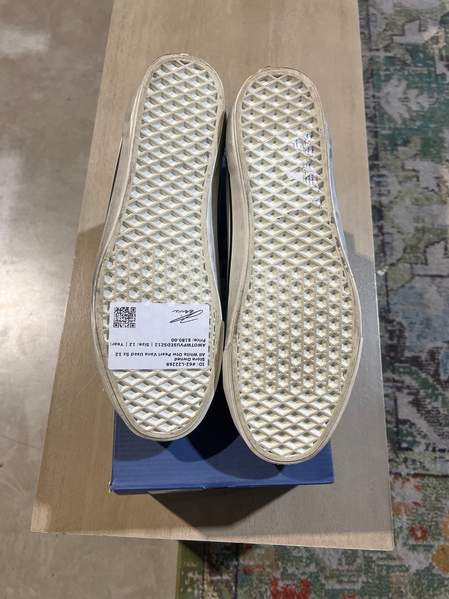 All White Otw Pearl Vans Used Sz 12
