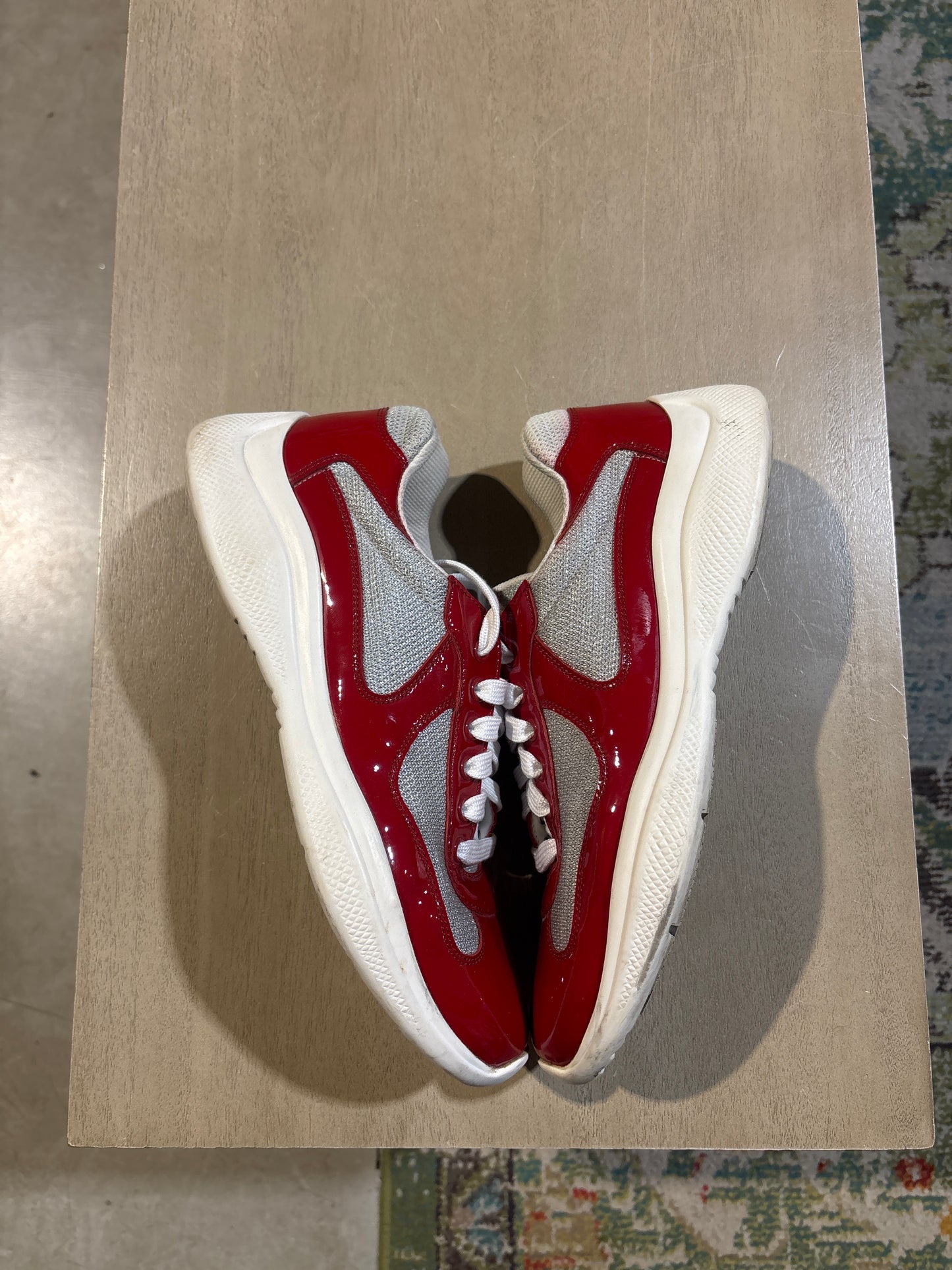 Prada Cup Red Silver Used Sz 6 NB