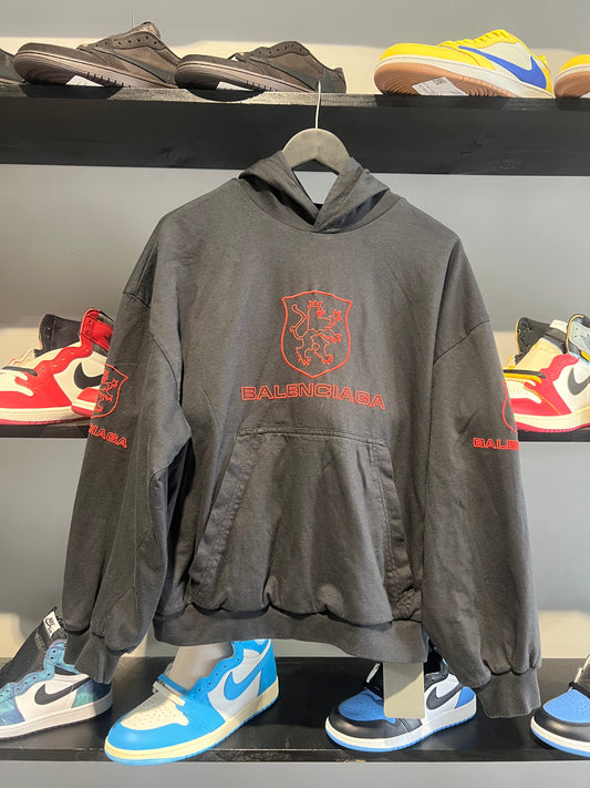 Balenciaga lion lined hoodie red black
