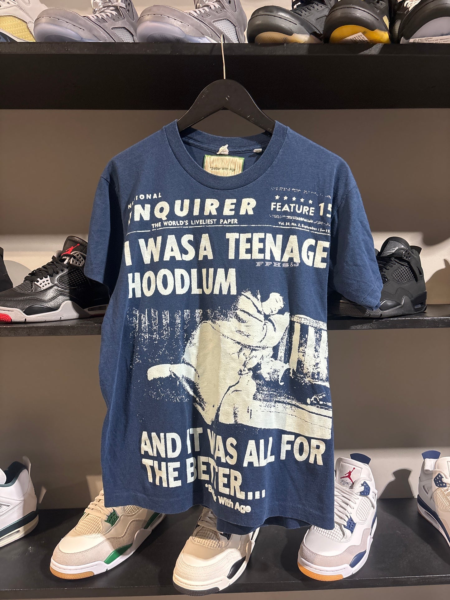 Navy Teenage Hoodlum Better With Age Tee Sz L