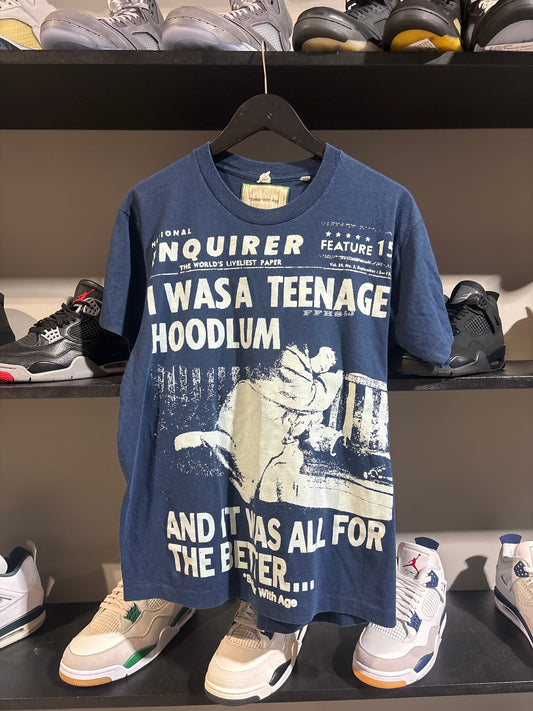 Navy Teenage Hoodlum Better With Age Tee Sz L
