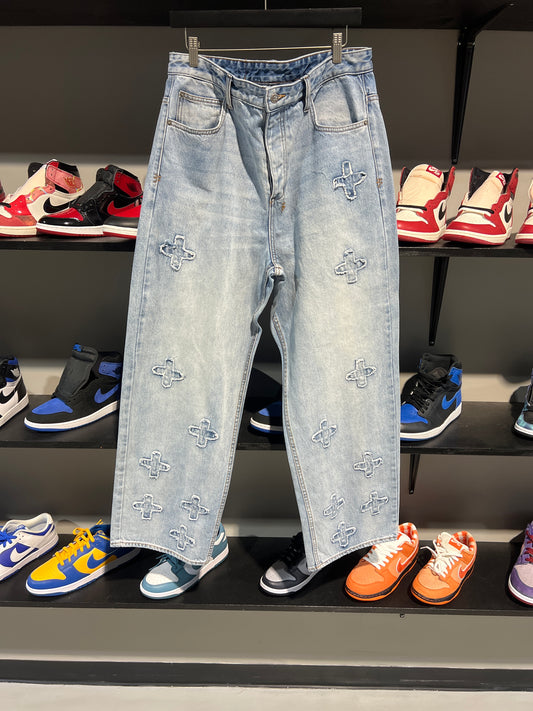 ksubi cross light wash baggy jeans