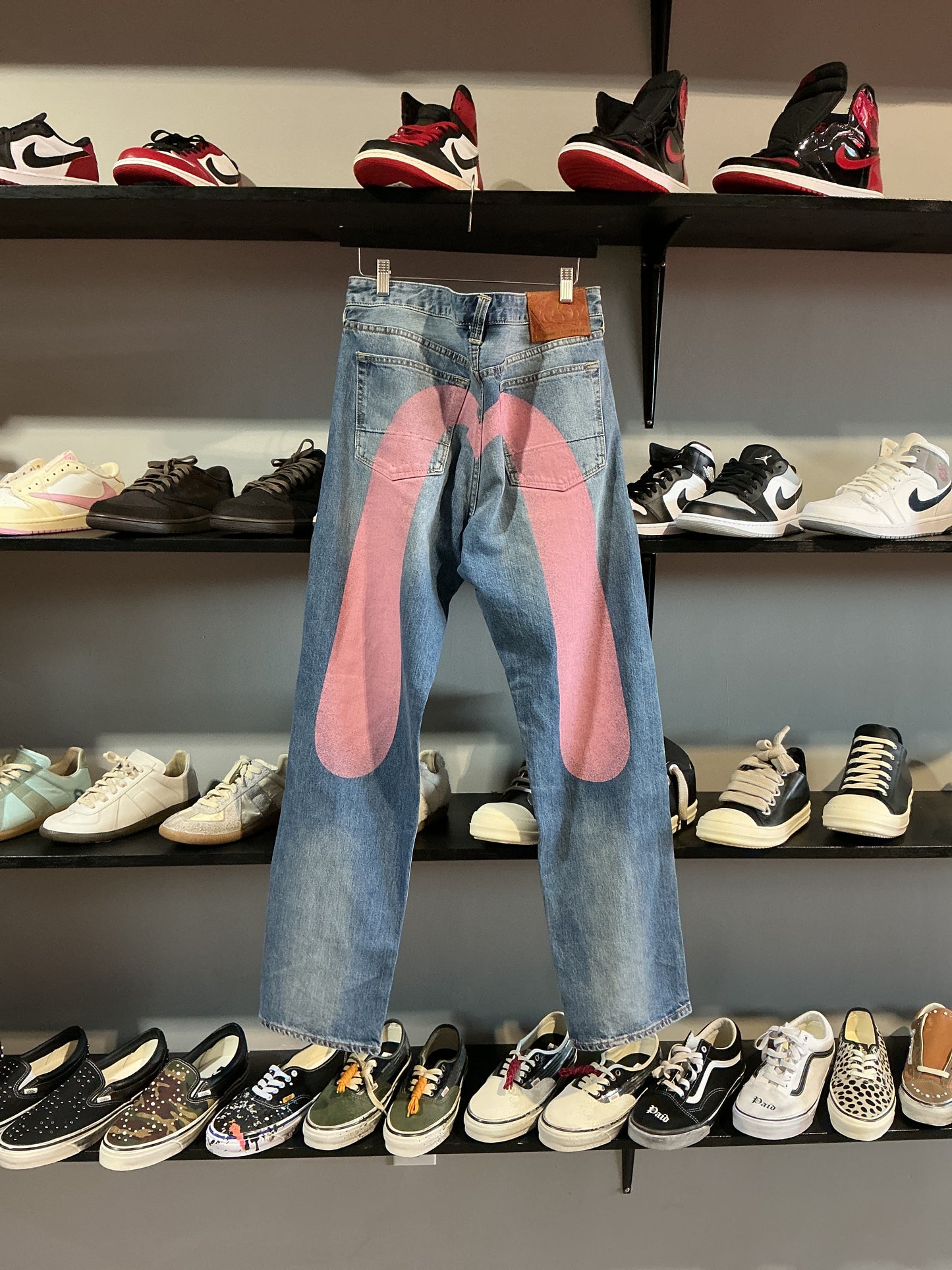 Evisu Denim Light Wash Jeans Pink