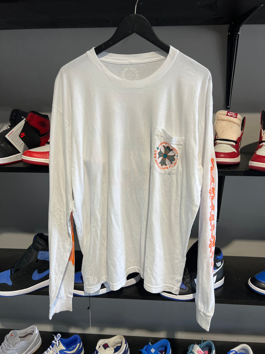 CHROME HEARTS MIAMI ART BASEL EXCLUSIVE L/S T-SHIRT WHITE/GREEN/ORANGE USED