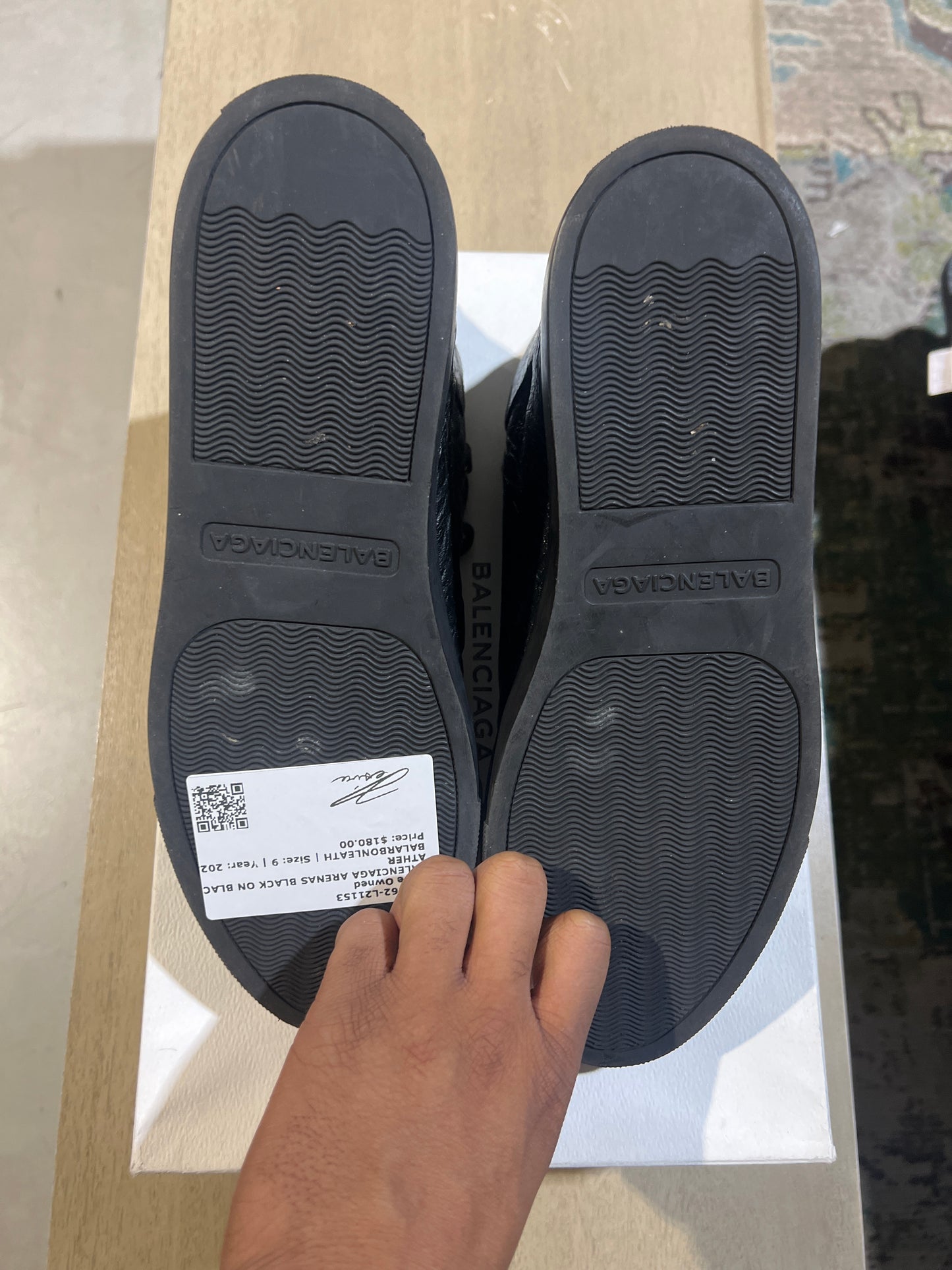BALENCIAGA ARENAS BLACK ON BLACK LEATHER