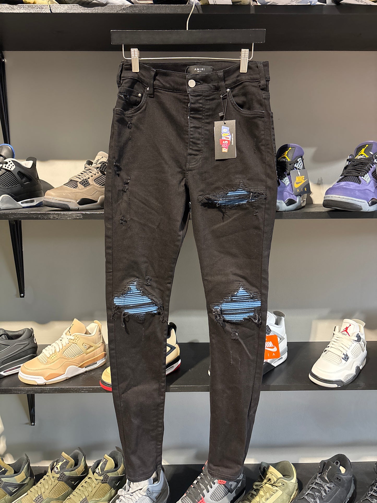 Amiri MX1 Black/Blue Patch (Size 34 Tailored 29)