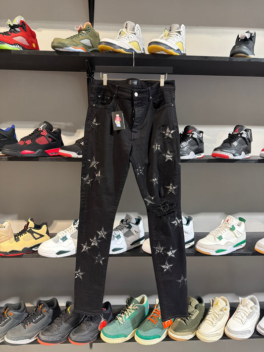 Amiri Black /Star Paisley Denim Sz 36