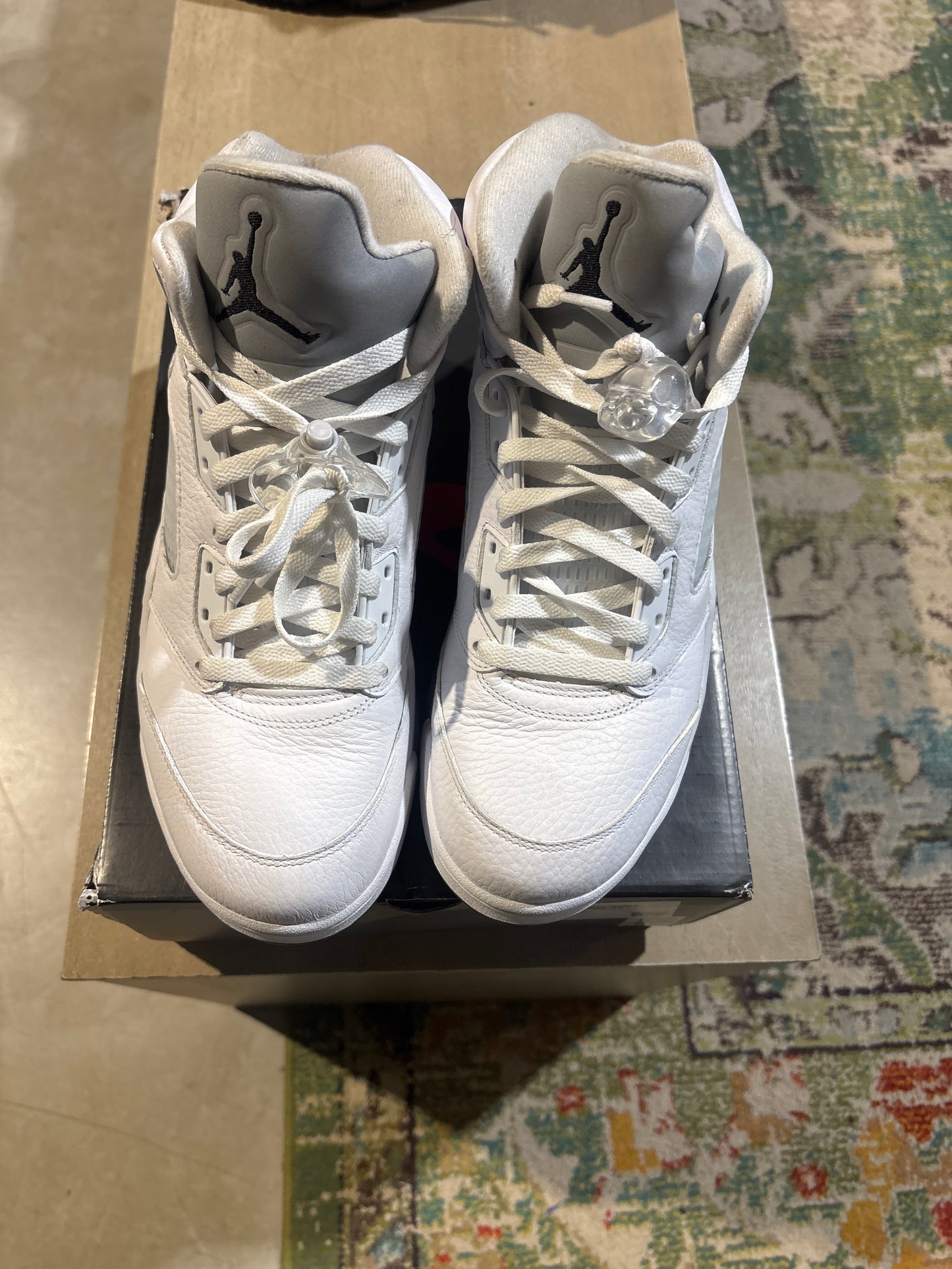 Jordan 5 White Metallic Used Sz 10