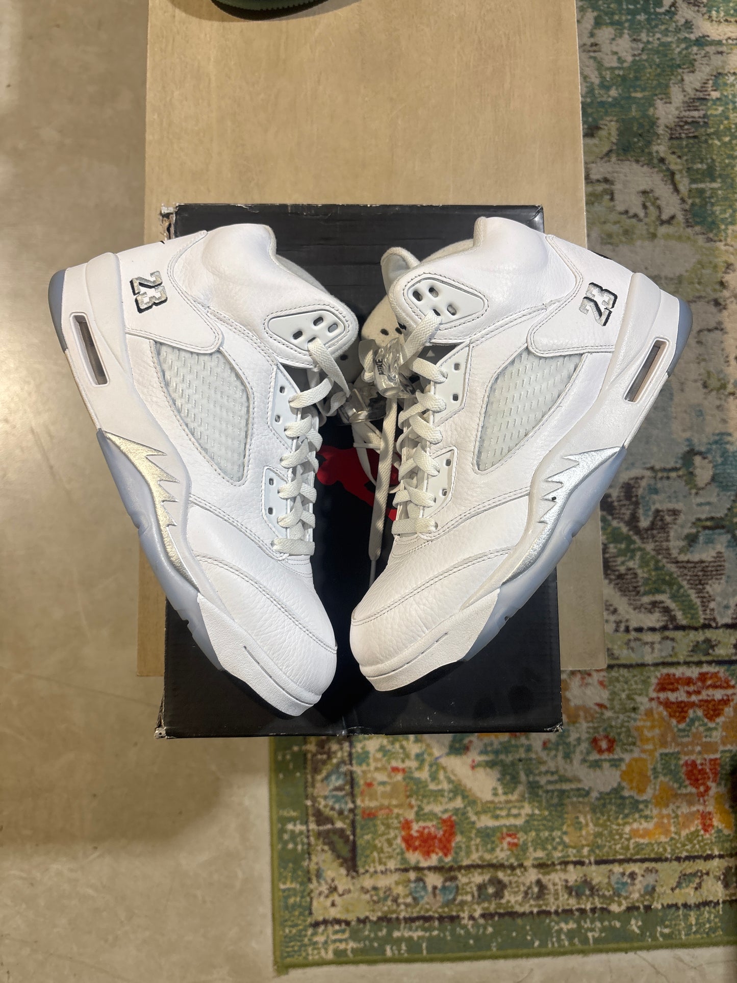 Jordan 5 White Metallic Used Sz 10
