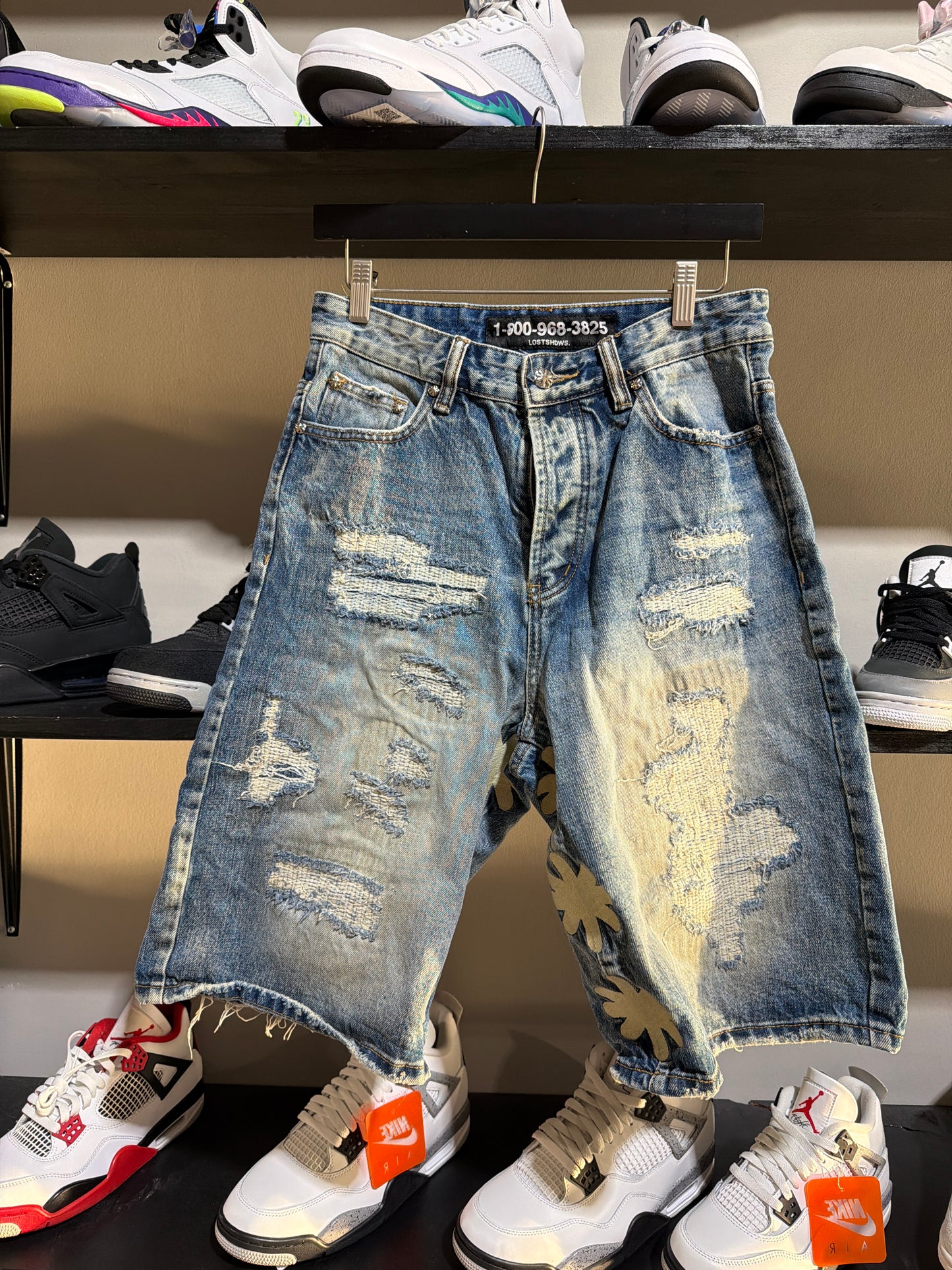 Lost Shdws Distressed Denim Shorts
