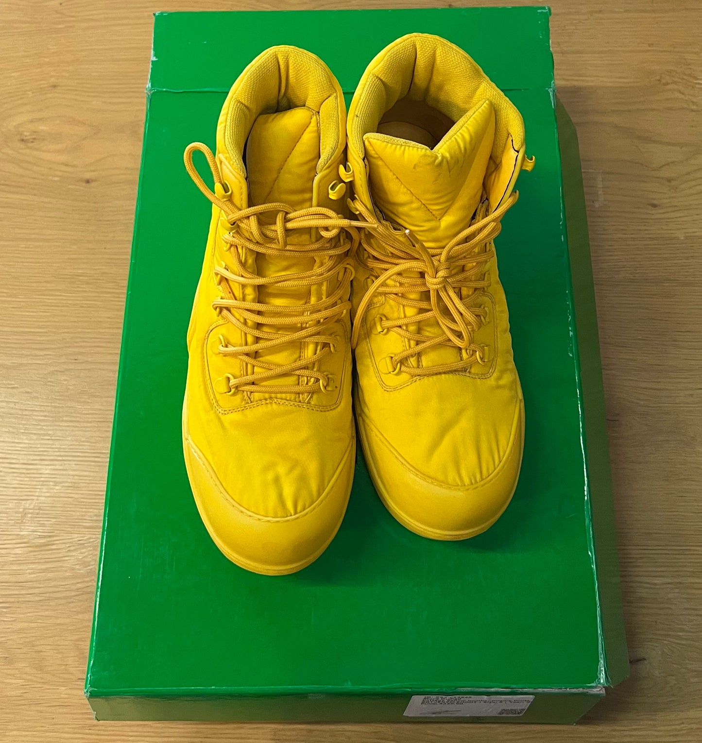bottega yellow bomber puddle boots