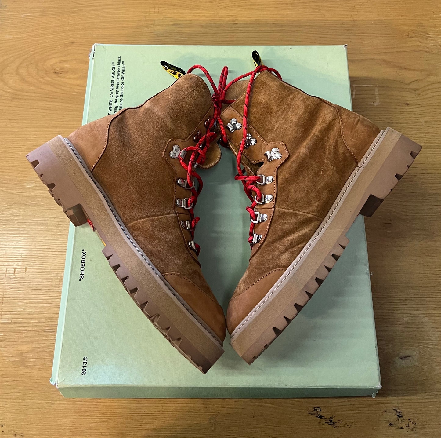 offwhite brown red hiking boots