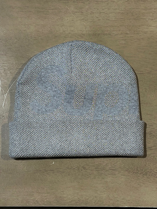supreme studded knockout big logo beanie grey