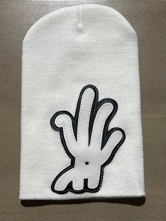 YKWYK Beanie White/Black/White slouchy