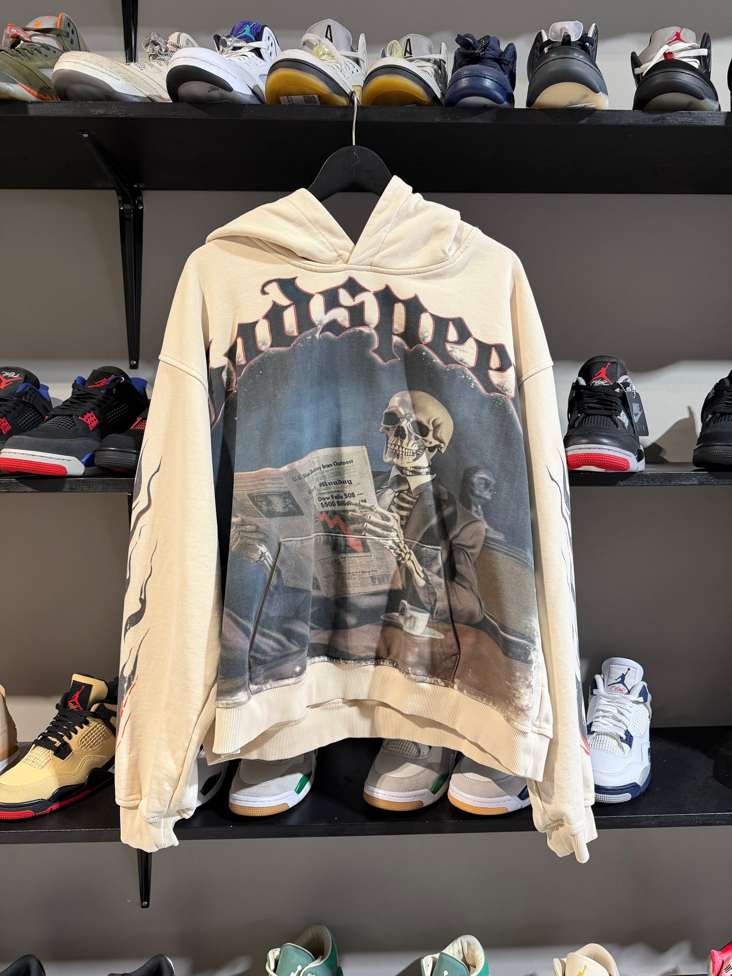 Godspeed Newspaper Skeleton Hoodie Cream
