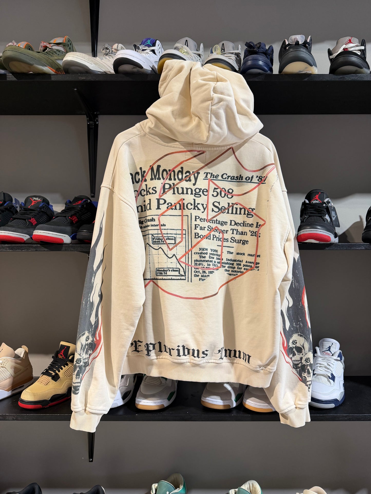 Godspeed Newspaper Skeleton Hoodie Cream
