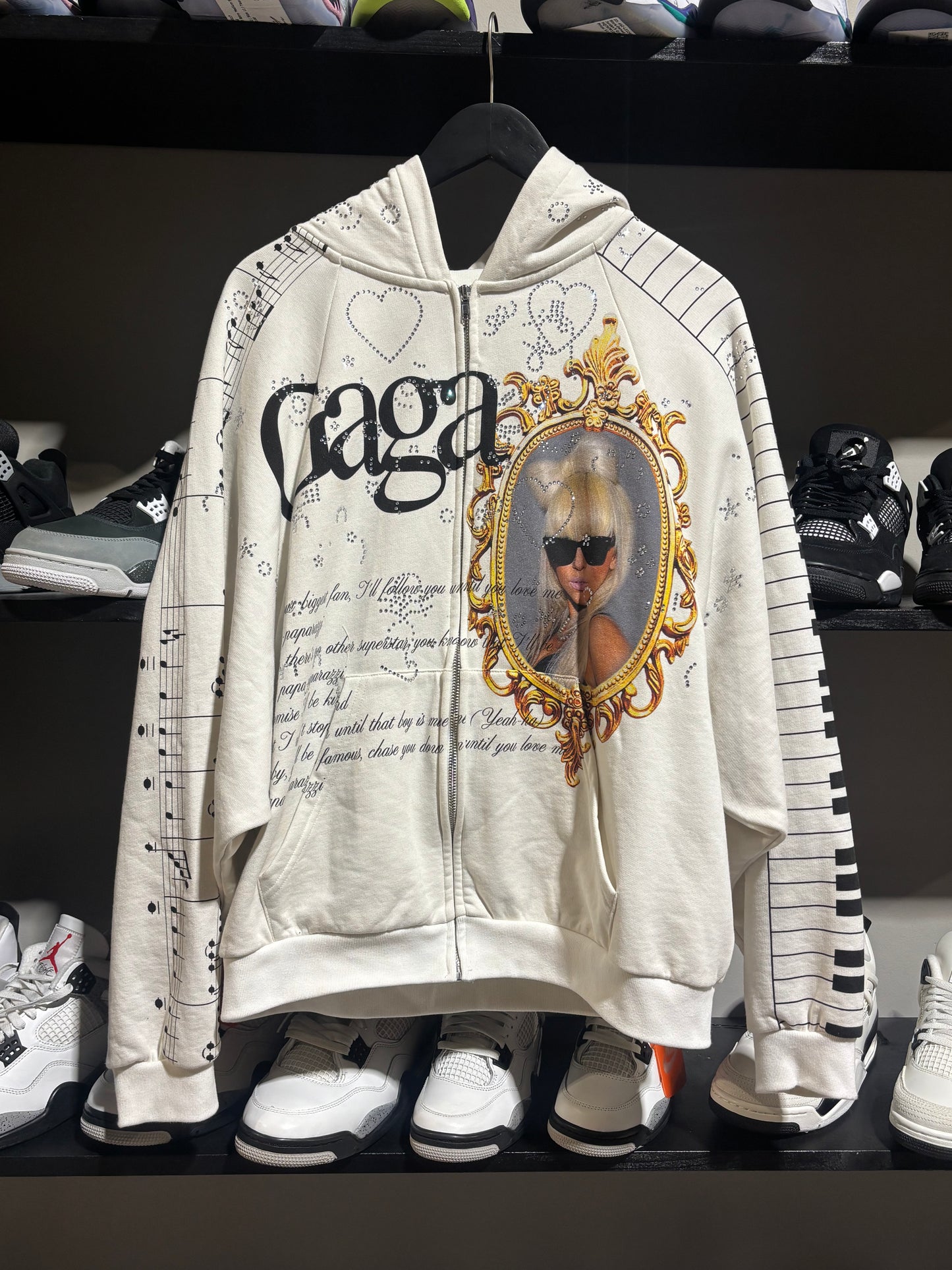 Praying Brand Lady GaGa RhineStone Hoodie